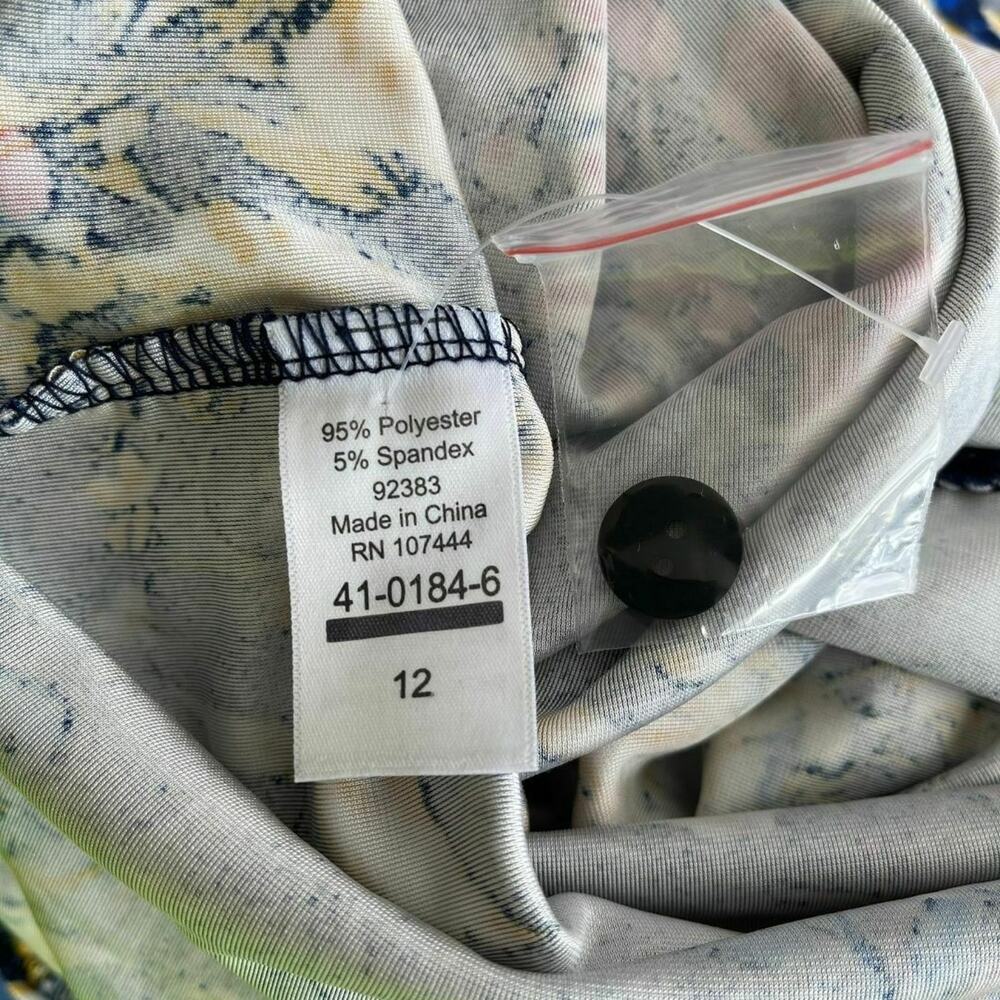 Jessica London High Low Velvet Black Floral Blouse Collared Button Up Size 12 - Picture 5 of 7